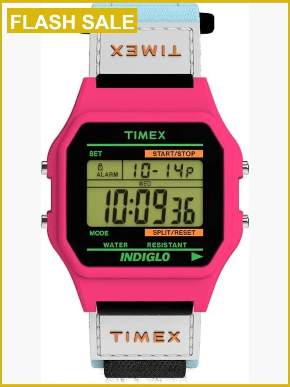 Digital Quartz Watch with Nylon Strap, Water Resistant